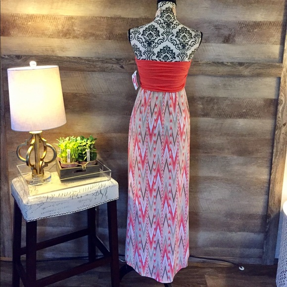 Aztec Peach Strapless High Low Maxi Dress/Skirt - Picture 3 of 3
